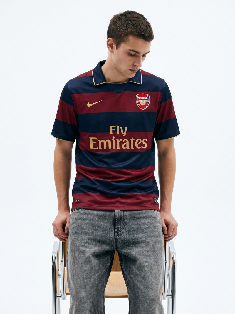 Arsenal Retro Away Shirt 07/08 - Redcurrant Hoops Edition - Image 1