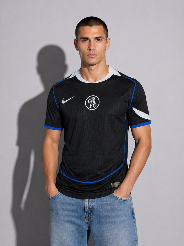 Chelsea 25/26 Away Jersey — Stamford Bridge After Dark