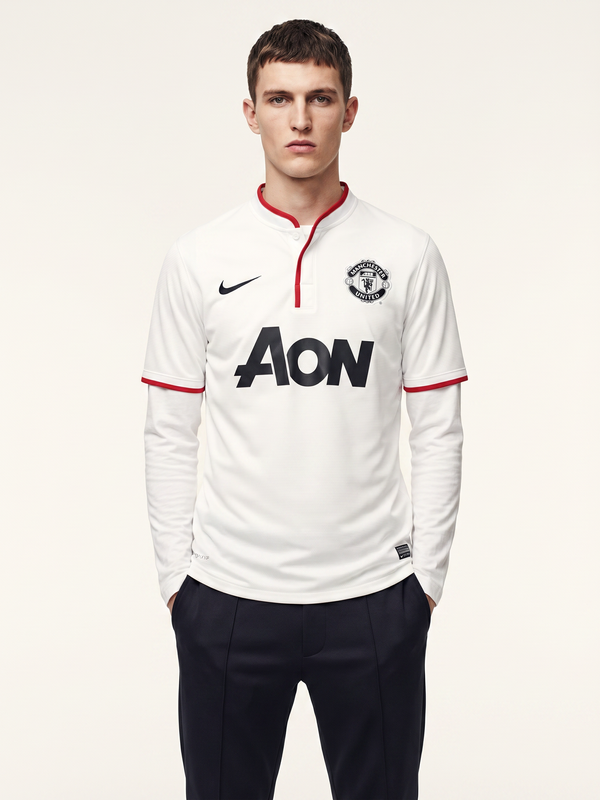 Manchester United 2013/14 Away Retro Jersey — White Devils - Secondary