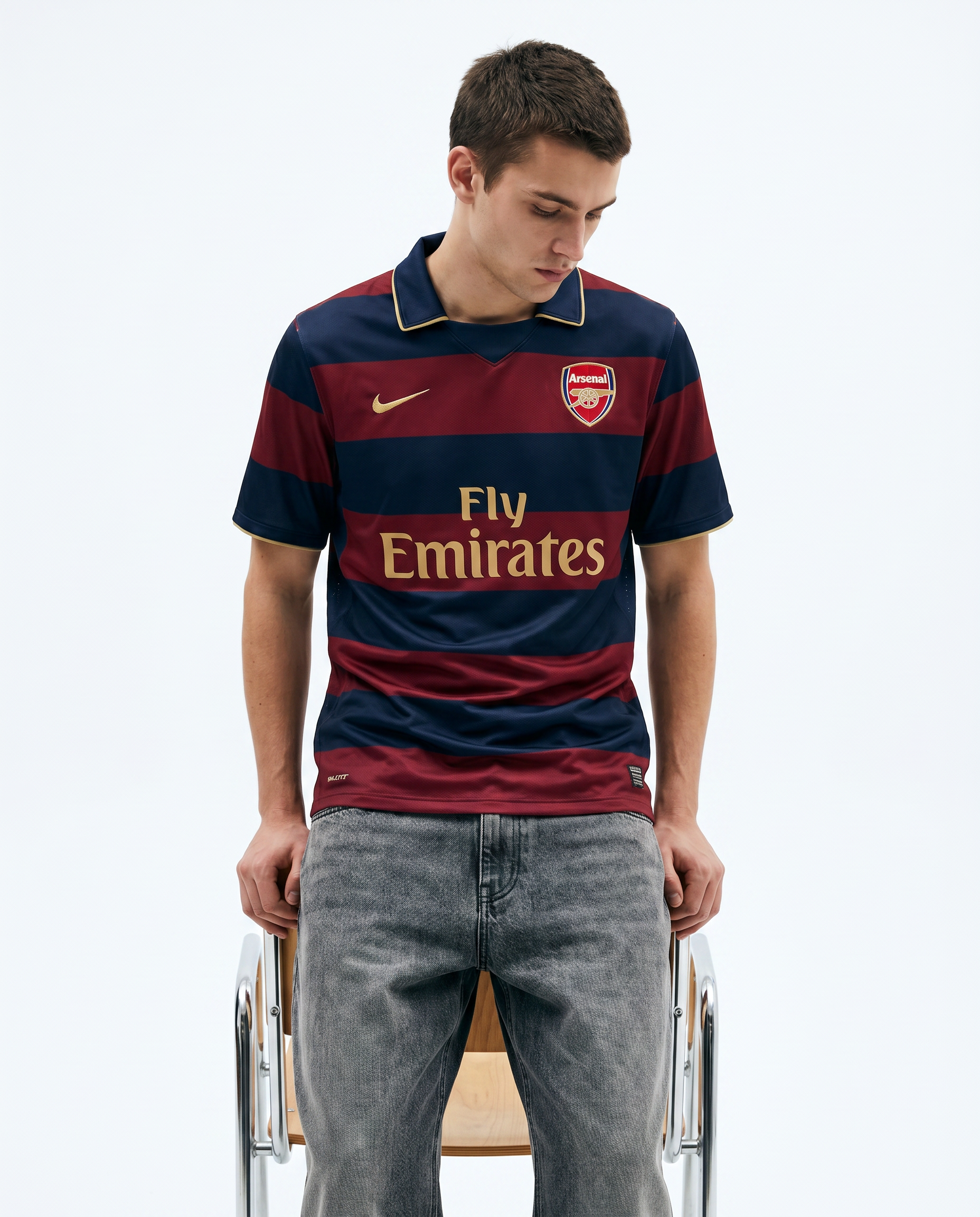 Arsenal Retro Away Shirt 07/08 - Redcurrant Hoops Edition - Gallery 1