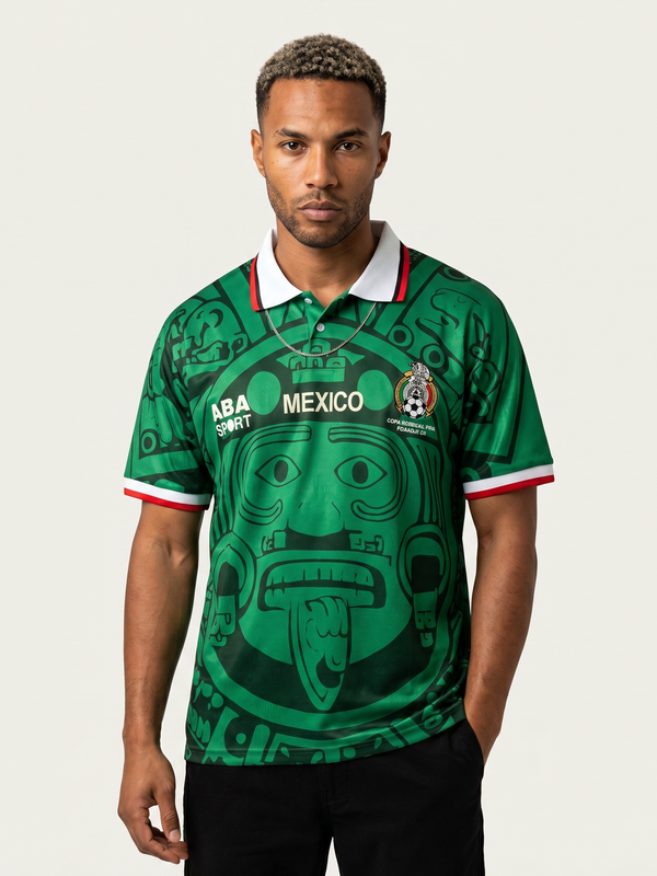 Mexico 1998 Home Retro — Aztec Sun Stone at France 98