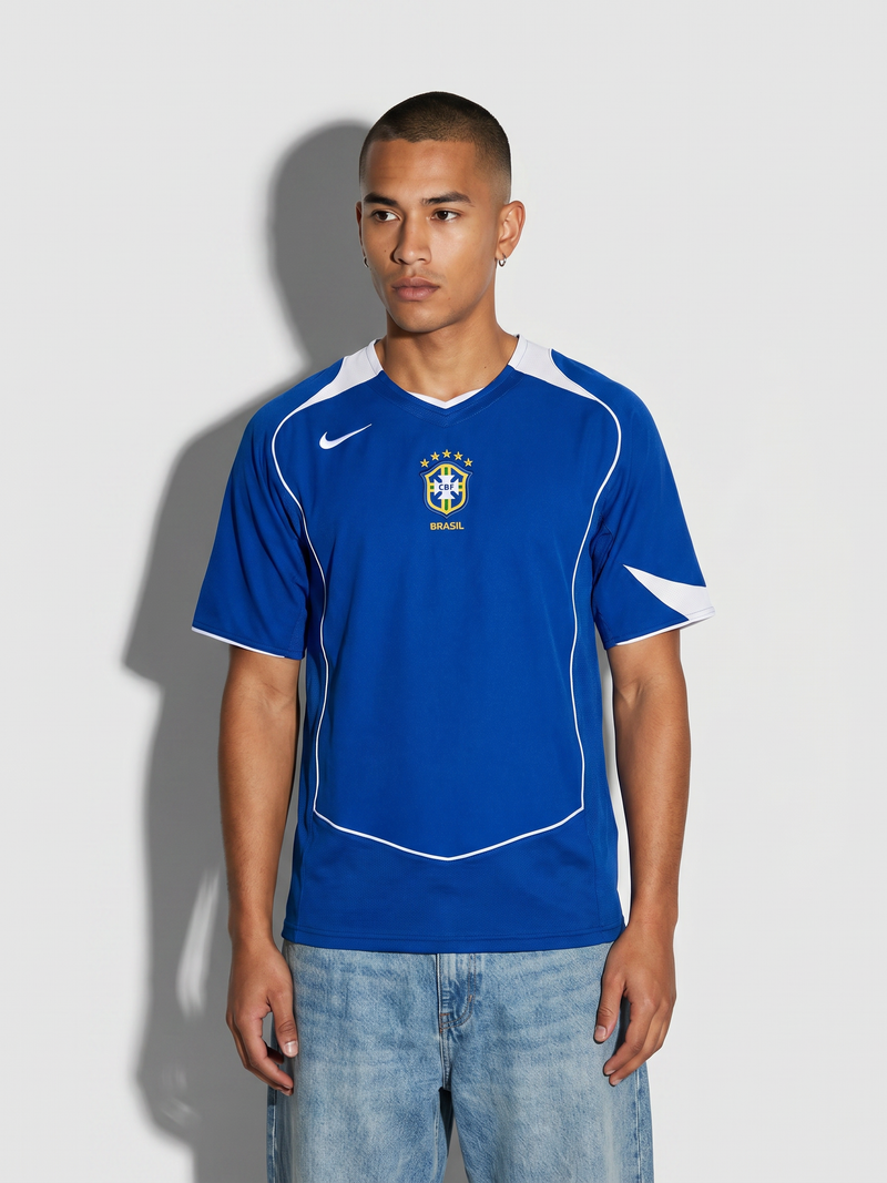 Brazil 2004 Away Retro Jersey — The Blue Seleção - Image 1