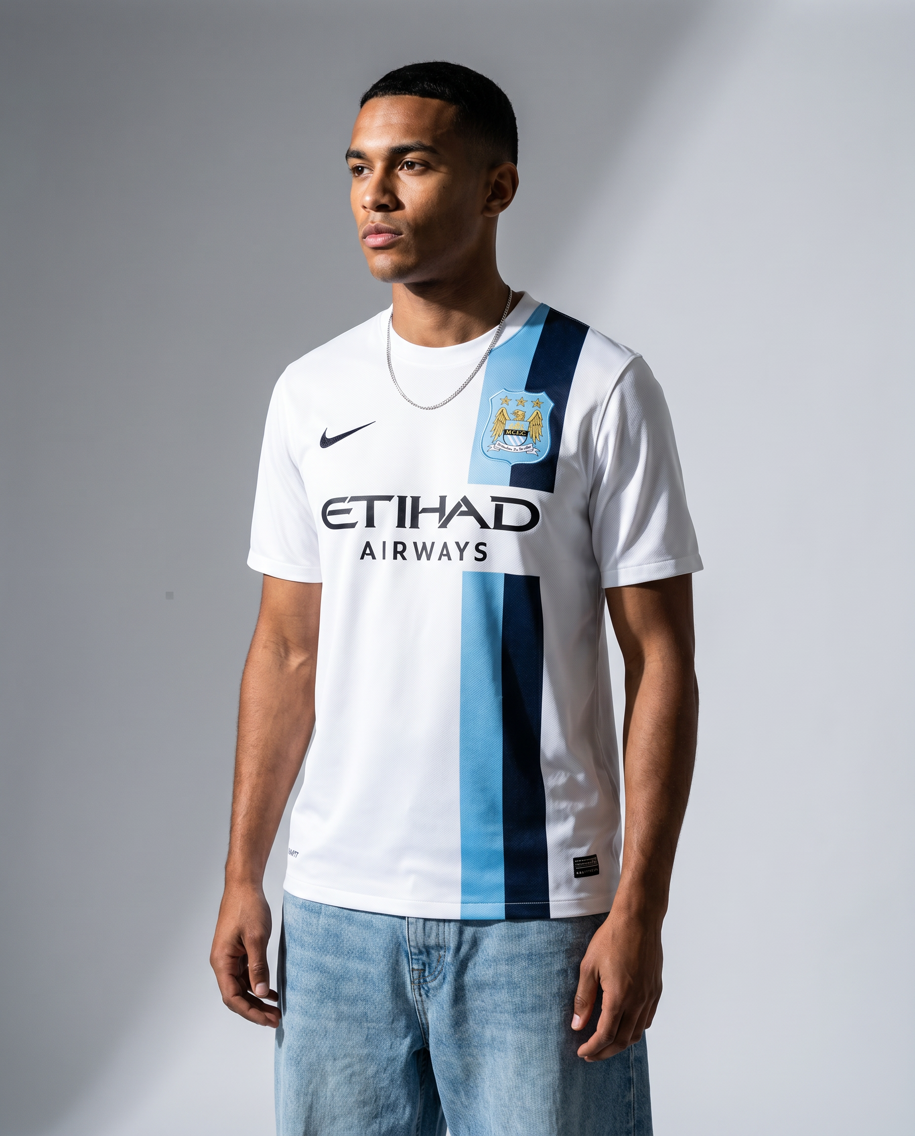 Manchester City White Etihad Airways Soccer Shirt - Gallery 1