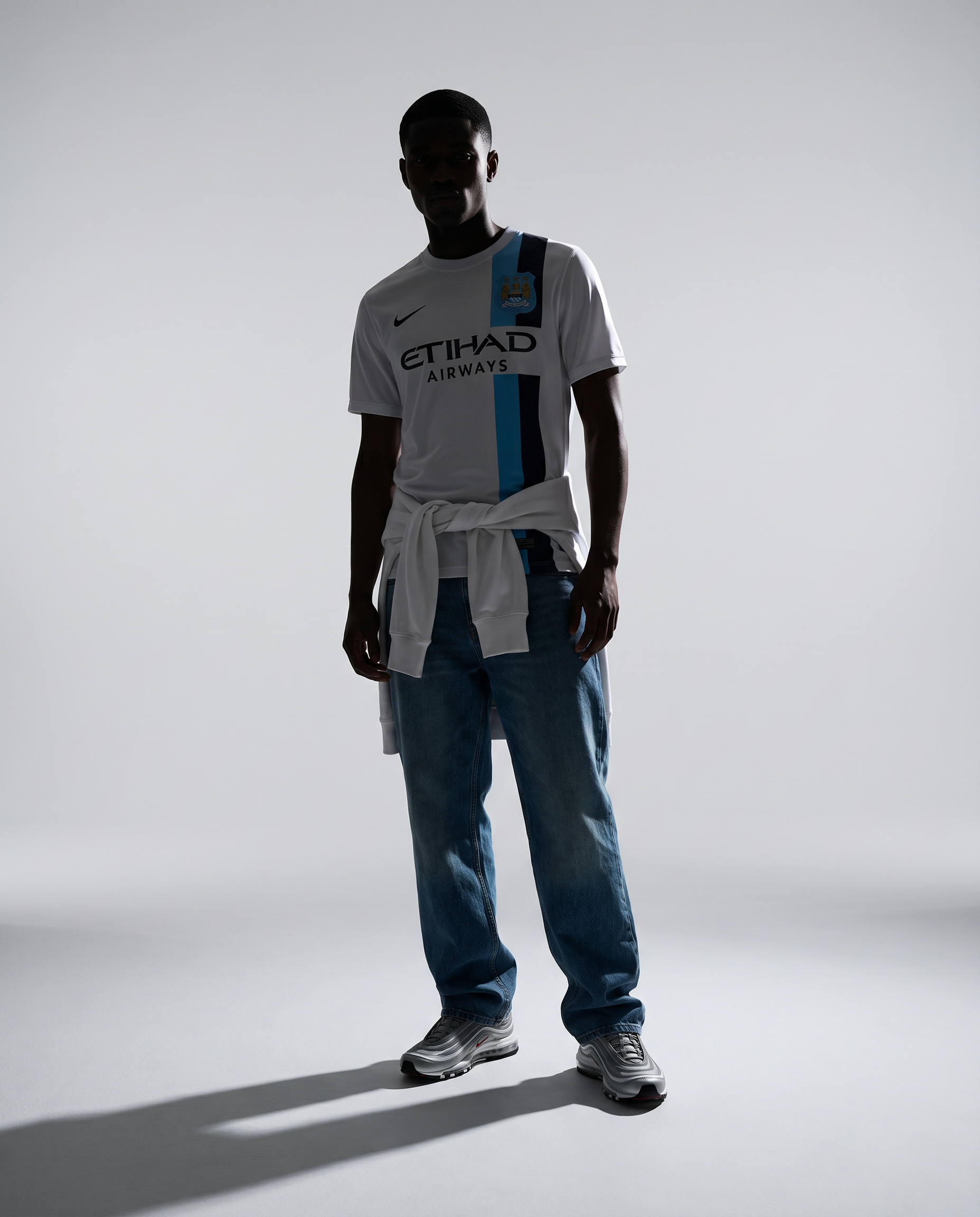 Manchester City White Etihad Airways Soccer Shirt - Gallery 3