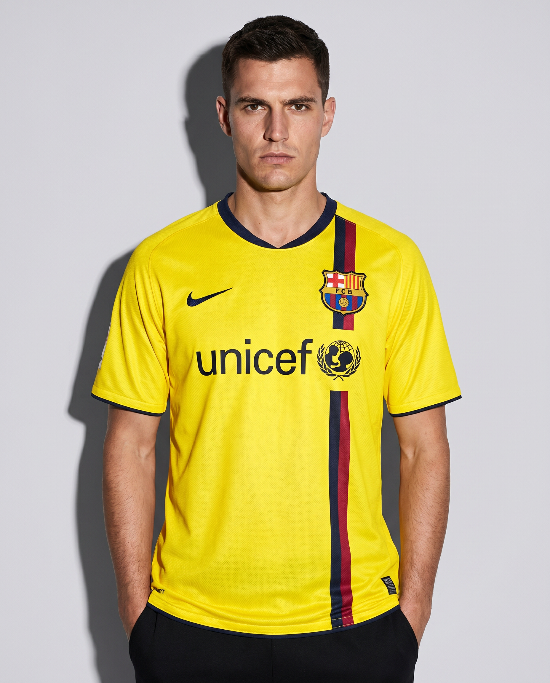 Barcelona 2008/09 Away Retro Jersey — Treble in Yellow - Gallery 2